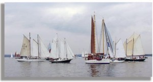 2002 Great Chesapeake Bay Schooner Race Start in the calm winds