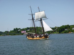 Schooner Sultana Sailing into Annapolis Harbor, taken from Schooner Woodwind