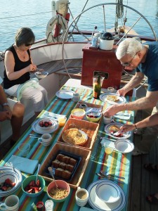 Breakfast time aboard the Schooner Woodwind B&B