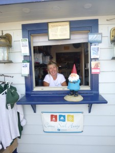 Roaming Gnome at the Schooner Woodwind Dock Office