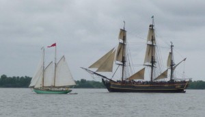 HMS Bounty and Schooner Martha White Sailing in Annapolis