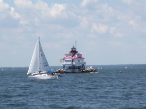 Sailing past Thomas Point Lighthouse on the Woodwind