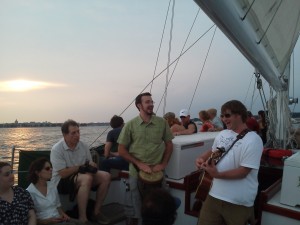 The Roadside Show Band playing on the Schooner Woodwind II