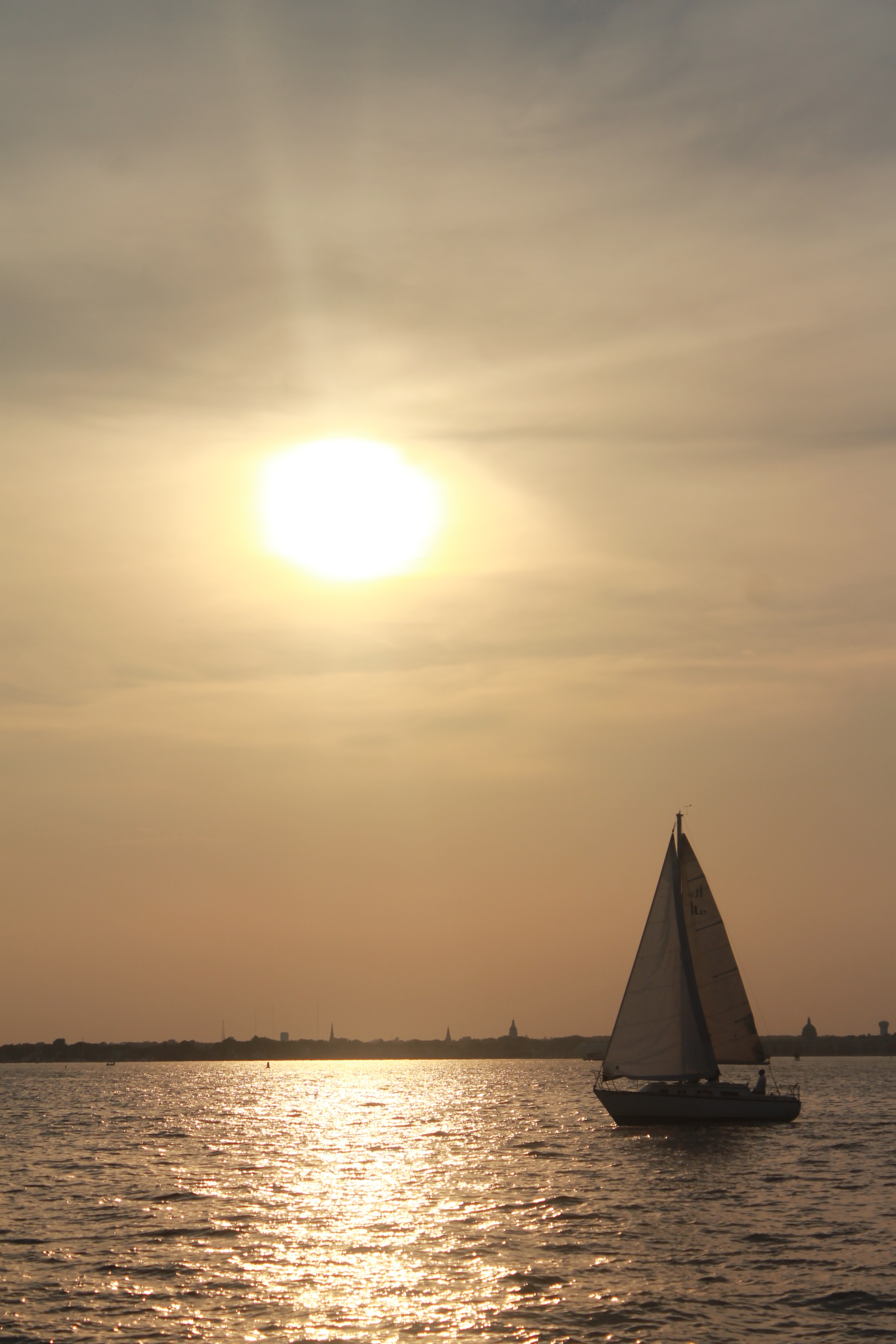 Sunset over sailboats