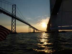 Bay Bridge Sunset Aboard Schooner Woodwind