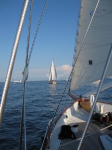 Sailing out of Annapolis Harbor following Schooner Woodwind