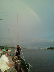 Sailing from Weems creek to Annapolis, we see a gorgeous rainbow!