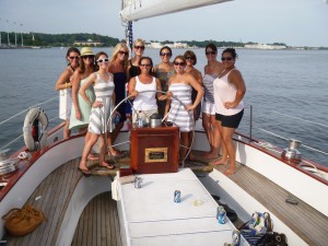 PA Teachers celebrating before school starts aboard the Schooner Woodwind