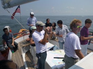 Navigation Team hard at Work on Schooner Woodwind