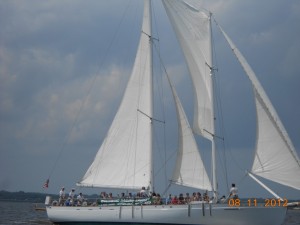 Schooner Woodwind sailing fast in Annapolis