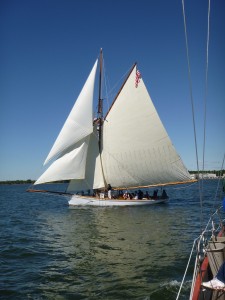 1888 Sailing Vessel "Elf" sailing with all of her sails up 
