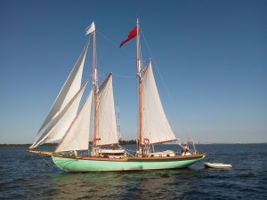 Schooner Martha White under sail, taken from Woodwind II