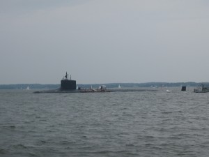 Sailing around the submarine off of Annapolis