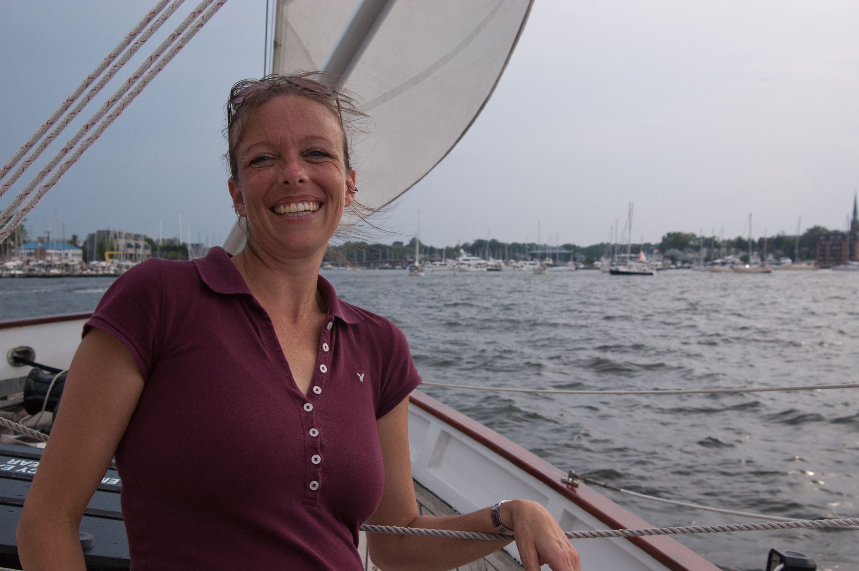 Sara sailing on the schooner