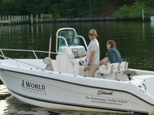 Other racers jump in power boats when there is no wind and cruise the creeks.