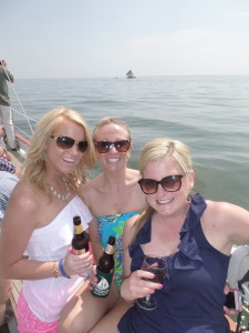 Three friends celebrating a birthday on the Schooner Woodwind!