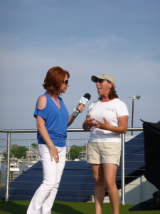 Sharon, from QVC (Shopping Channel) interviewing Captain Jen about the sailing community in Annapolis. This aired LIVE at 5:40 pm on QVC .