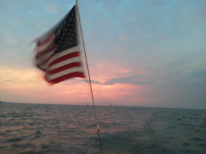 After the sunset, the skies above the Chesapeake Bay Bridge turned into Cotton Candy.