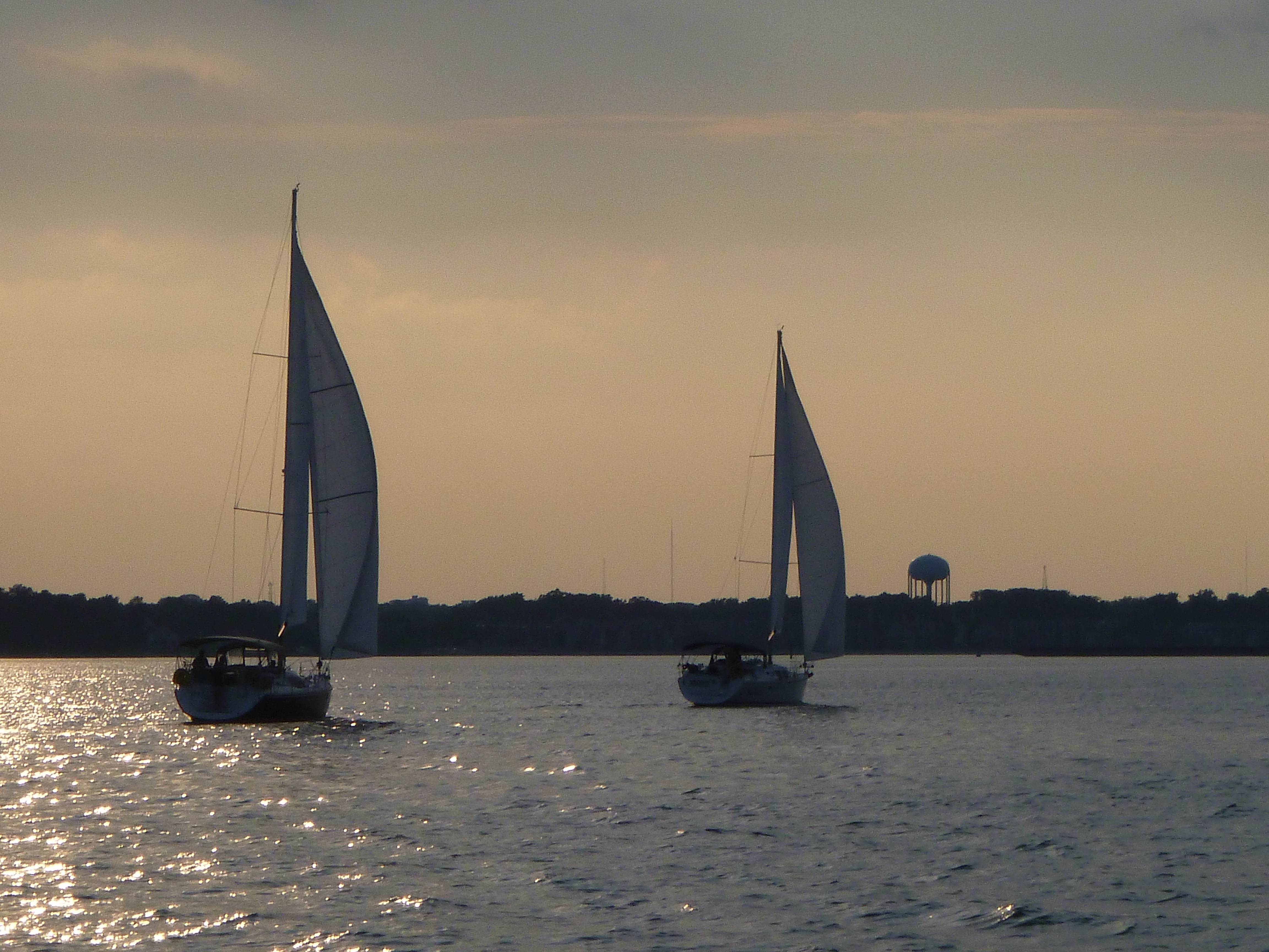Heading Home both schooners in the sunset light