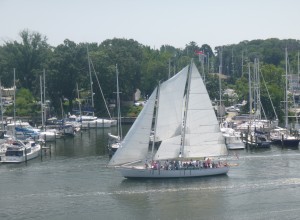 Schooner Woodwind departing Back Creek