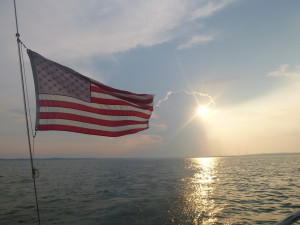 Same cloud as before, just an hour later!  This is our view as we sailed into the Bay.