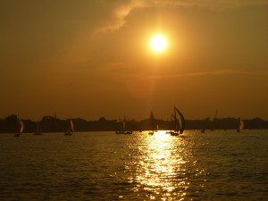 Great view of all the race boats sailing in!