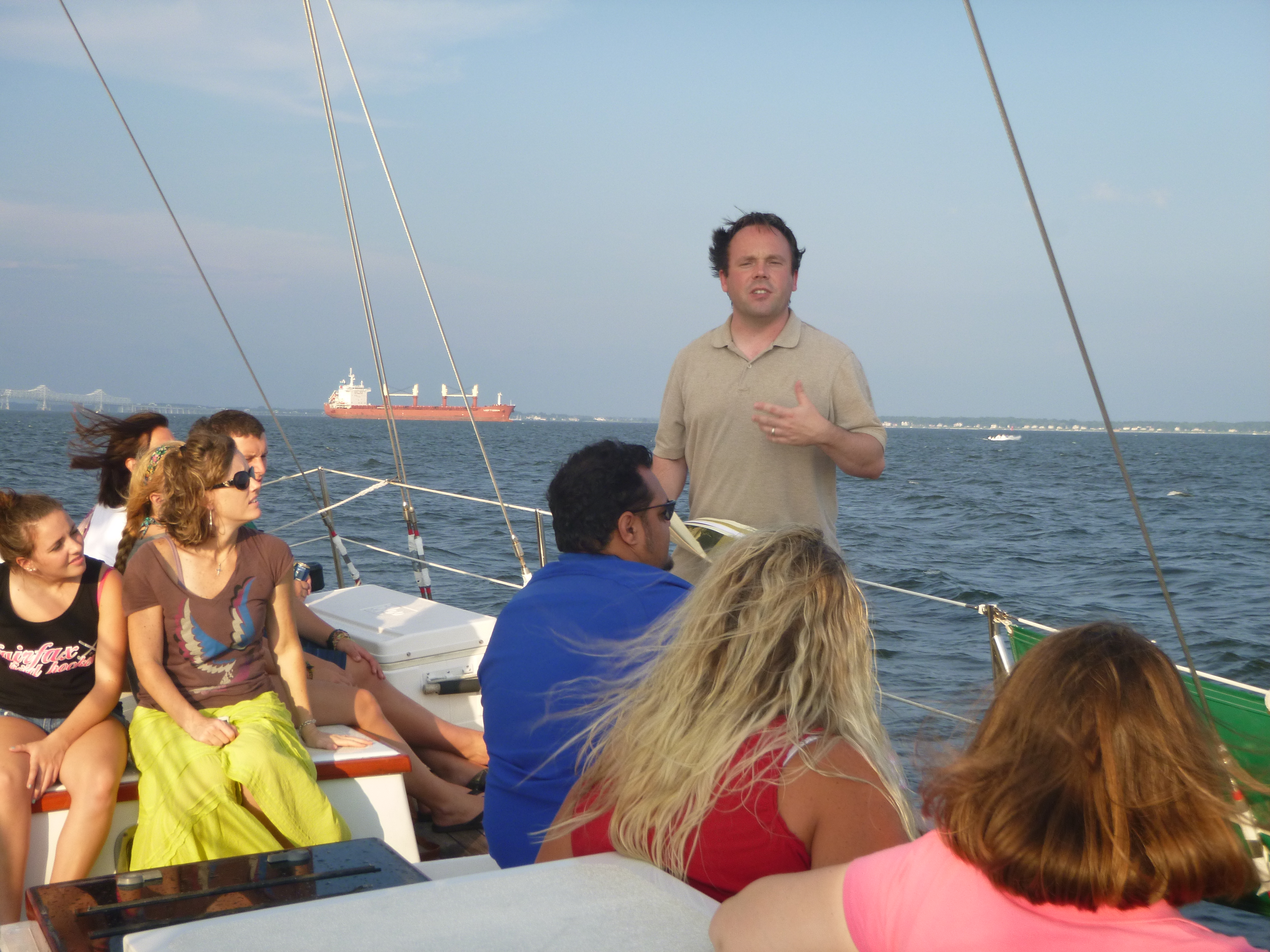Rod Cofield from Historic Annapolis telling a story on the schooner