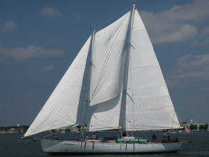 Schooner Woodwind cruising past