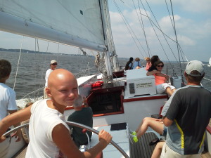 Claudia having fun sailing 