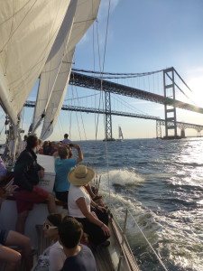 Sailing under the Chesapeake Bay Bridge