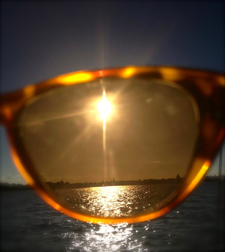 Sun reflecting through sunglasses