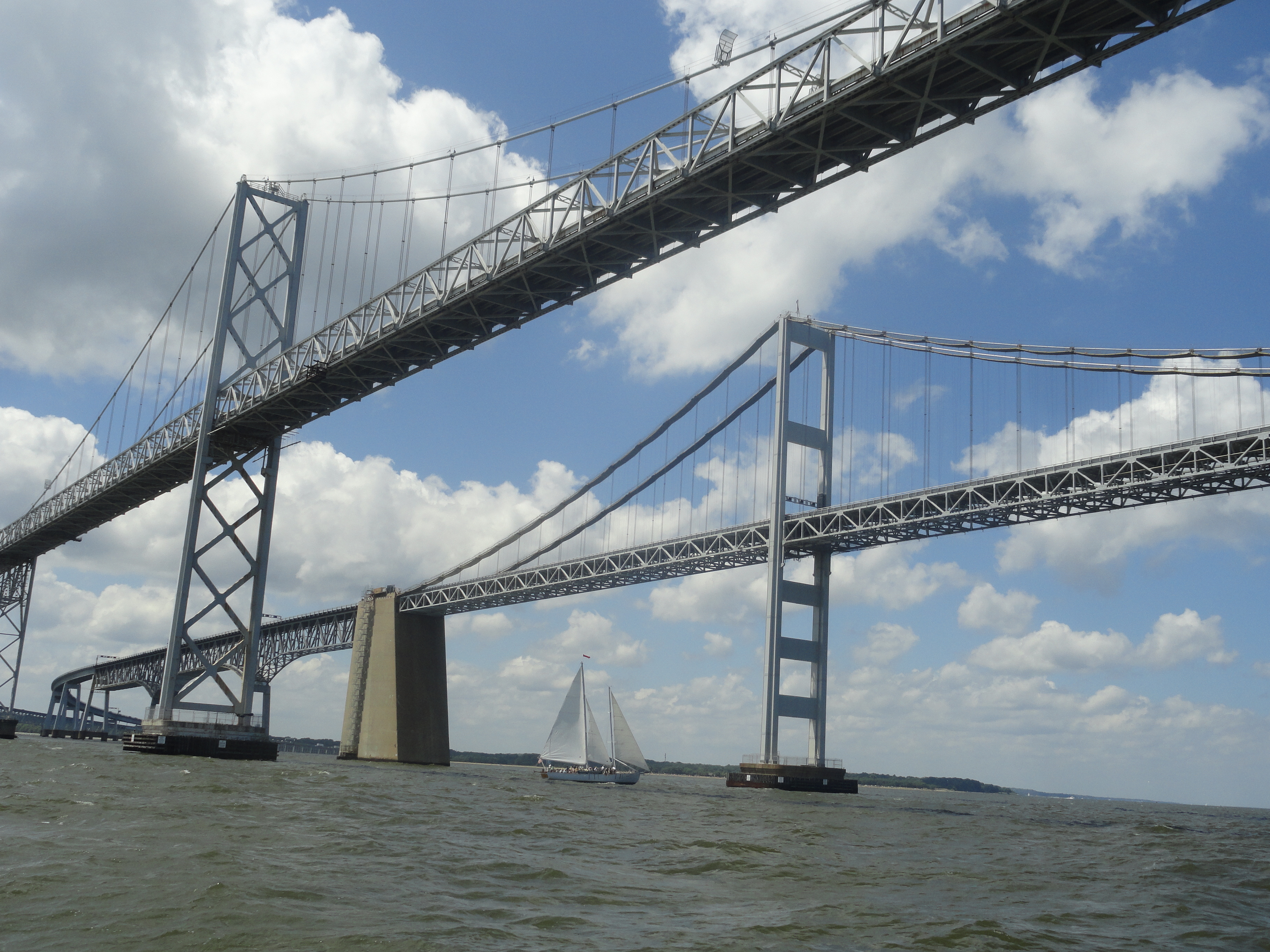 Sailing under the Chesapeake Bay Bridge