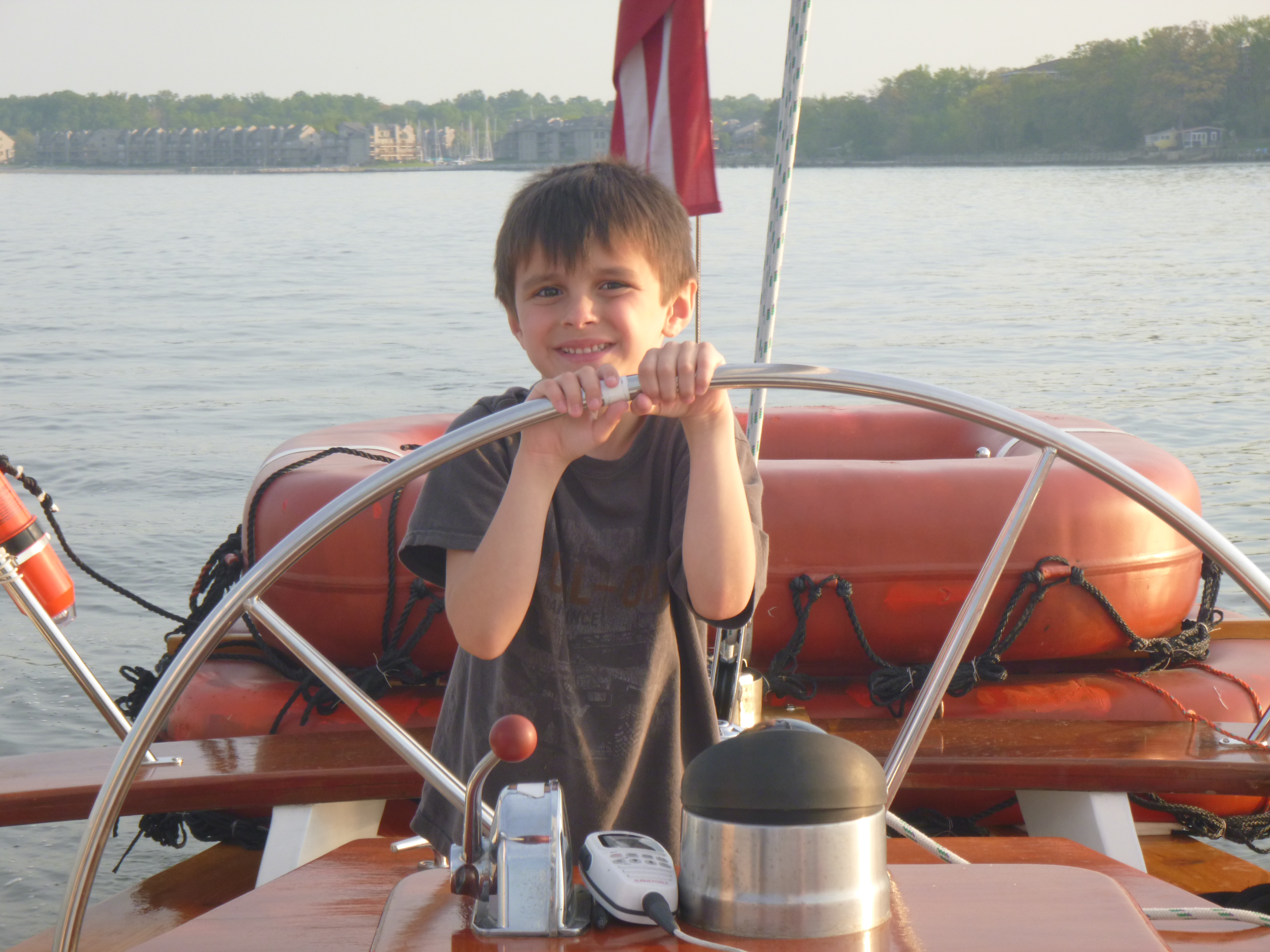 Young Capt. Ben at the helm of Woodwind II