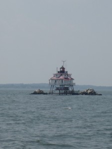 Closer view of The last working screwpile lighthouse in the Chesapeake Bay.