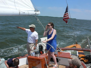 Jeanie from Frederick, receives instruction from Captain Andy.