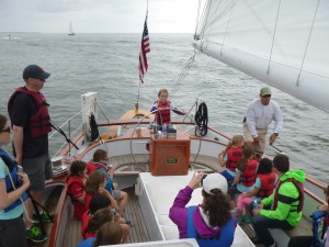 Girl Scout Troop #4651 in charge of the schooner Woodwind