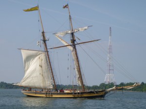 Pride hoisting their mainsail