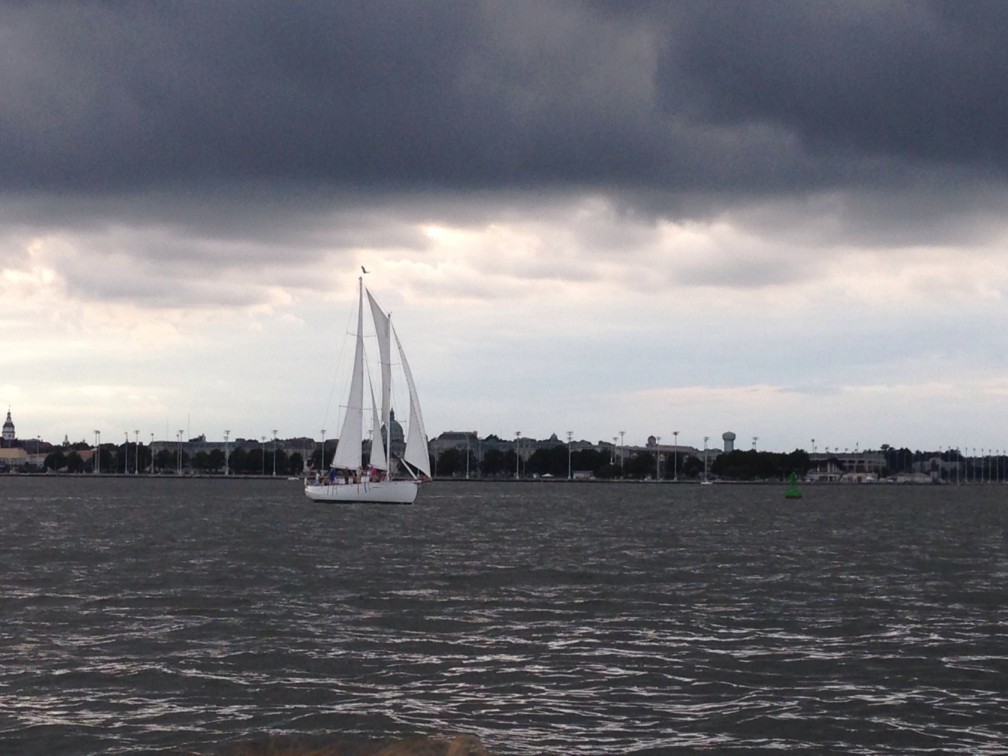 Cloudy sailing day with lots of wind