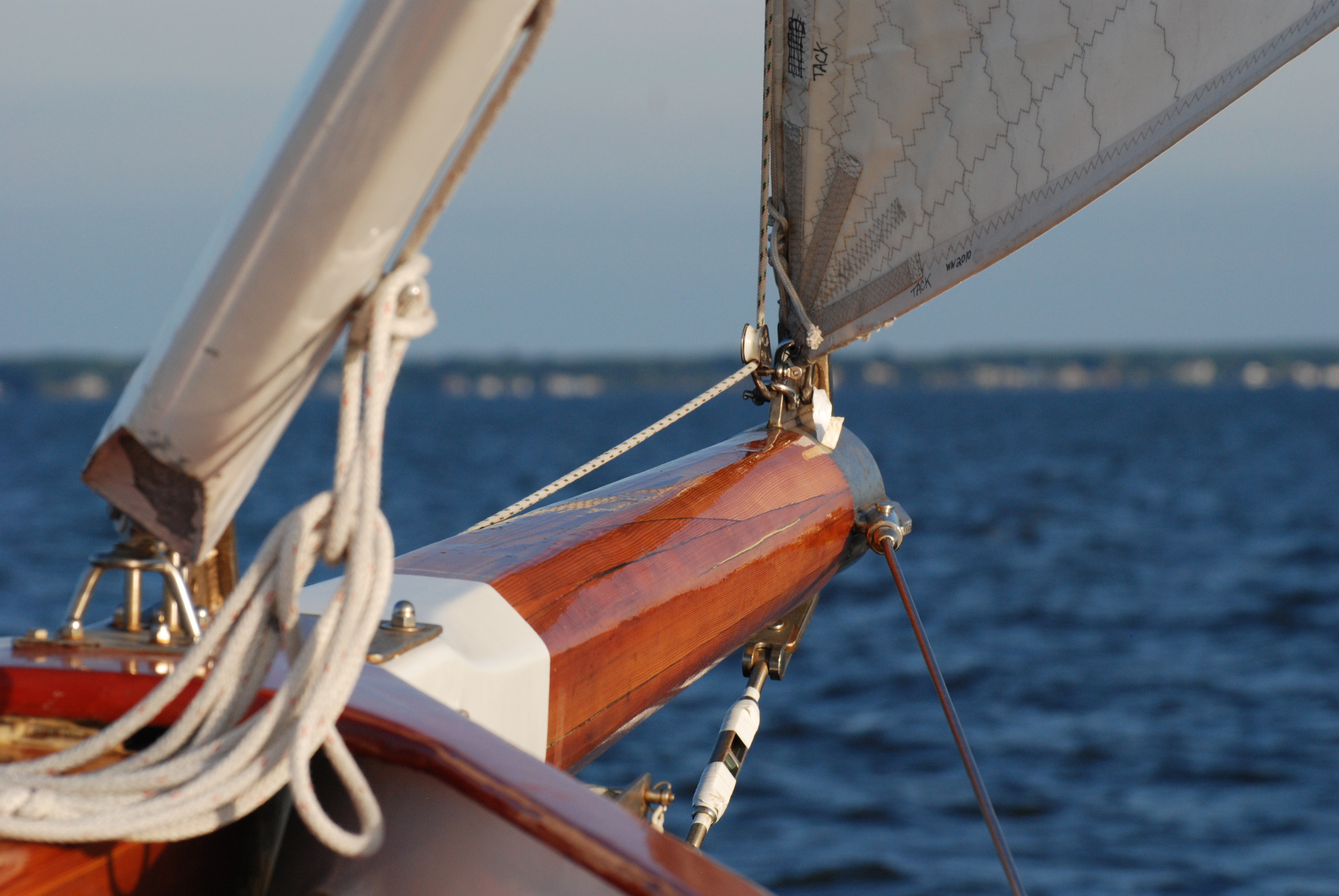 The Bow of the Schooner with blue waters ahead