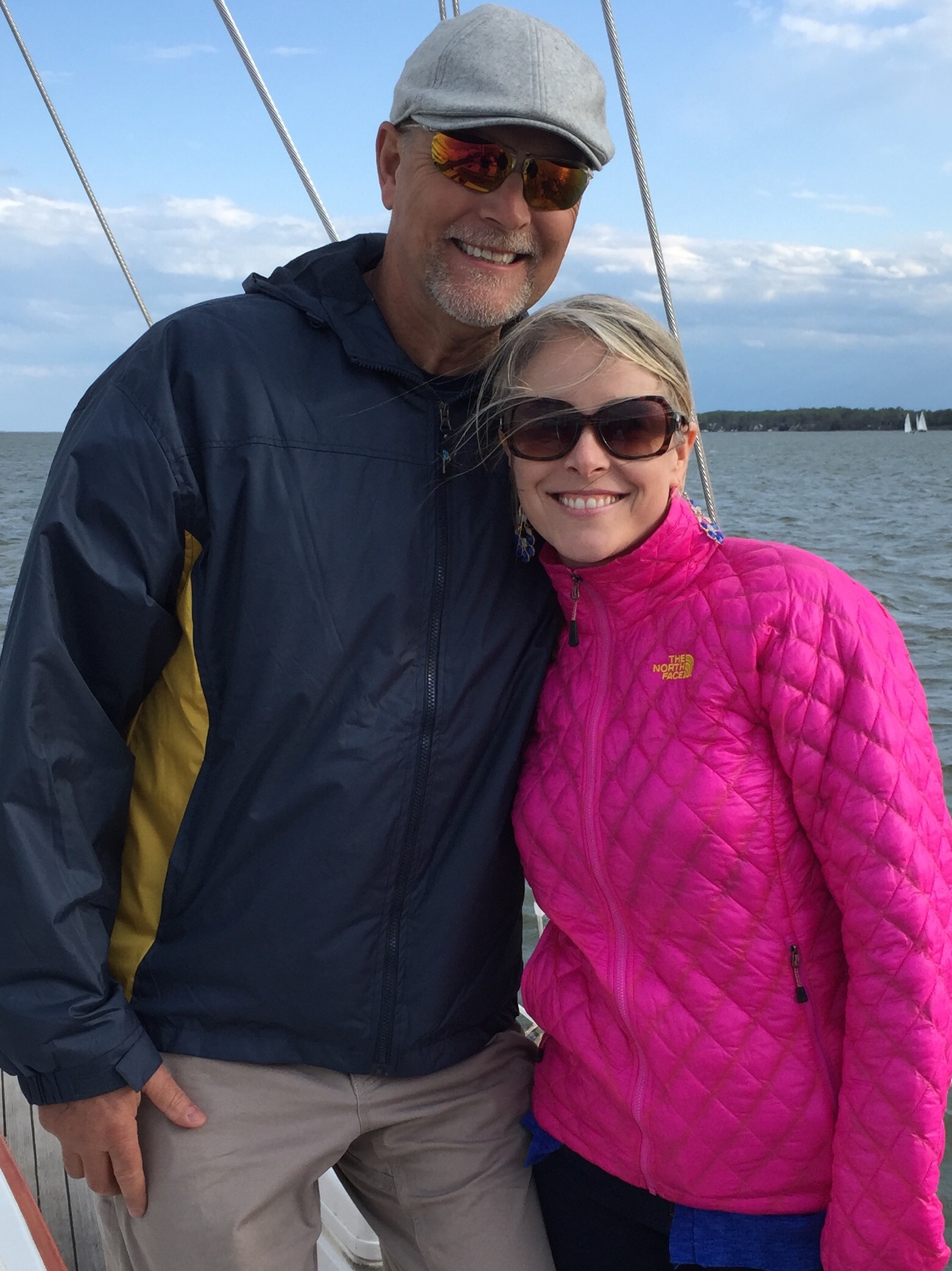 Two very happy people sailing on the schooner