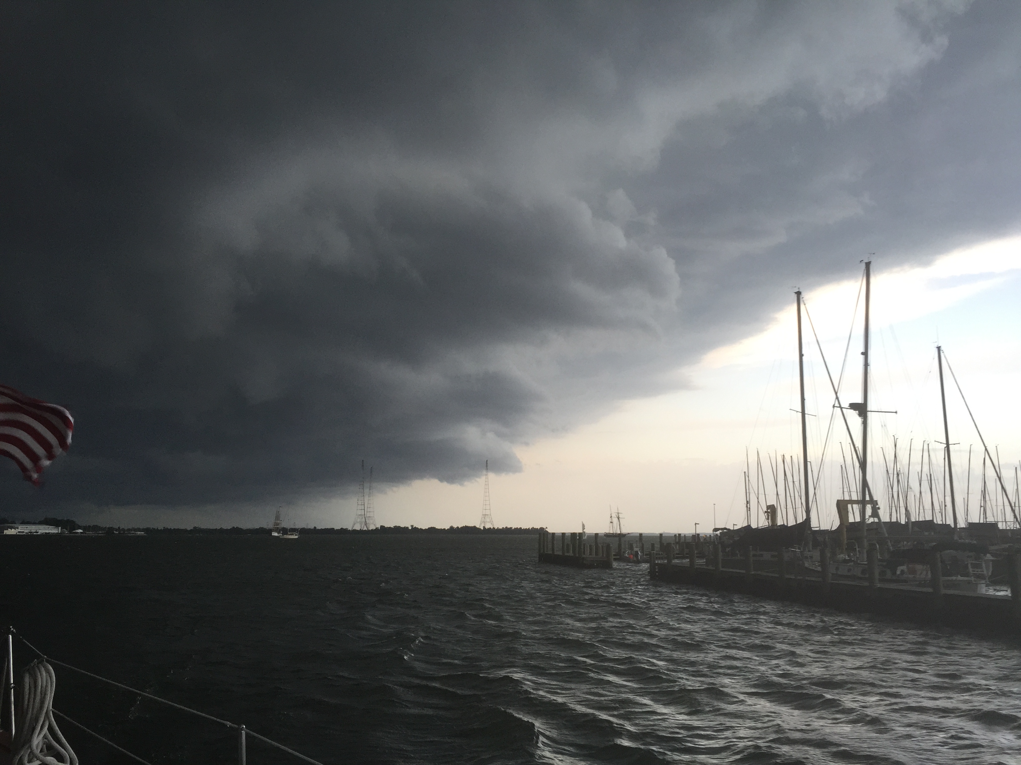 Very big dark storm cloud coming in over the Annapolis Harbor