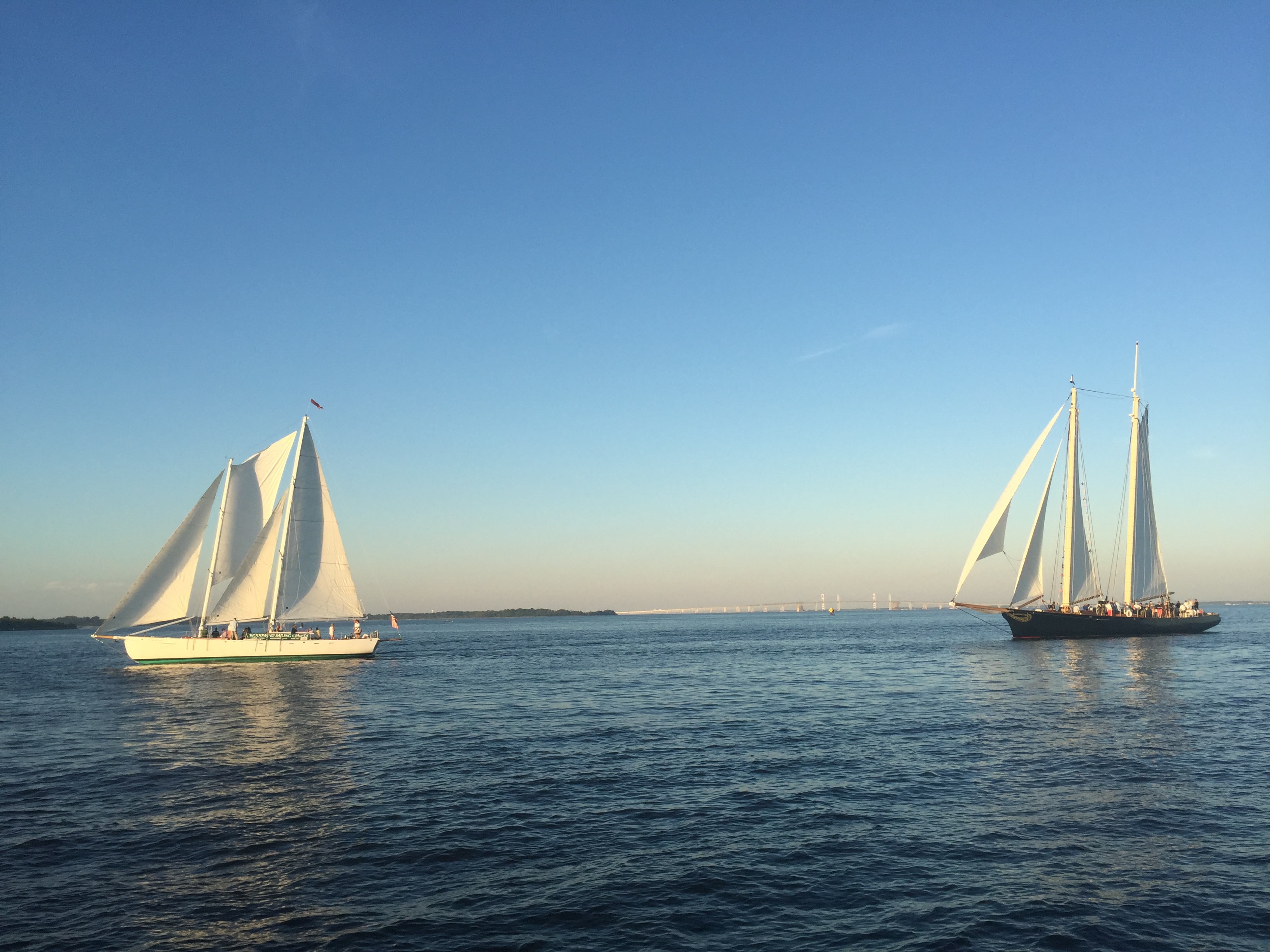 Woodwind Schooner sailing ahead of Schooner America