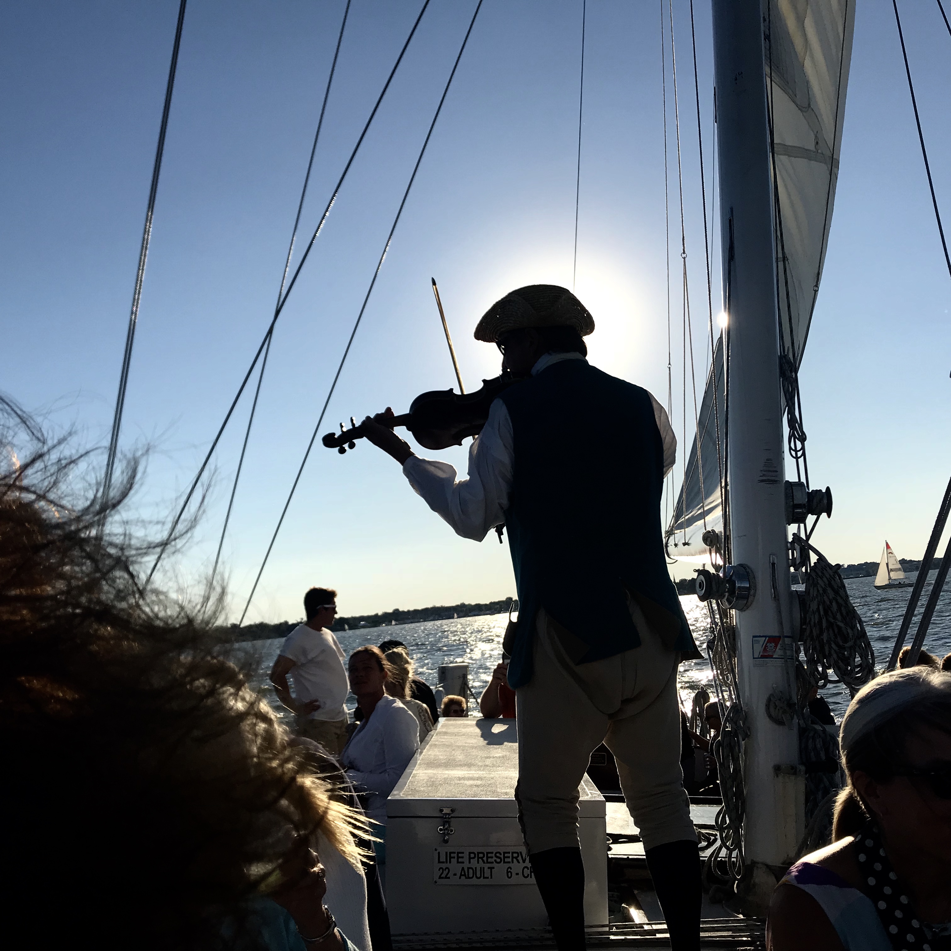 History story teller on Monday night sunset sail