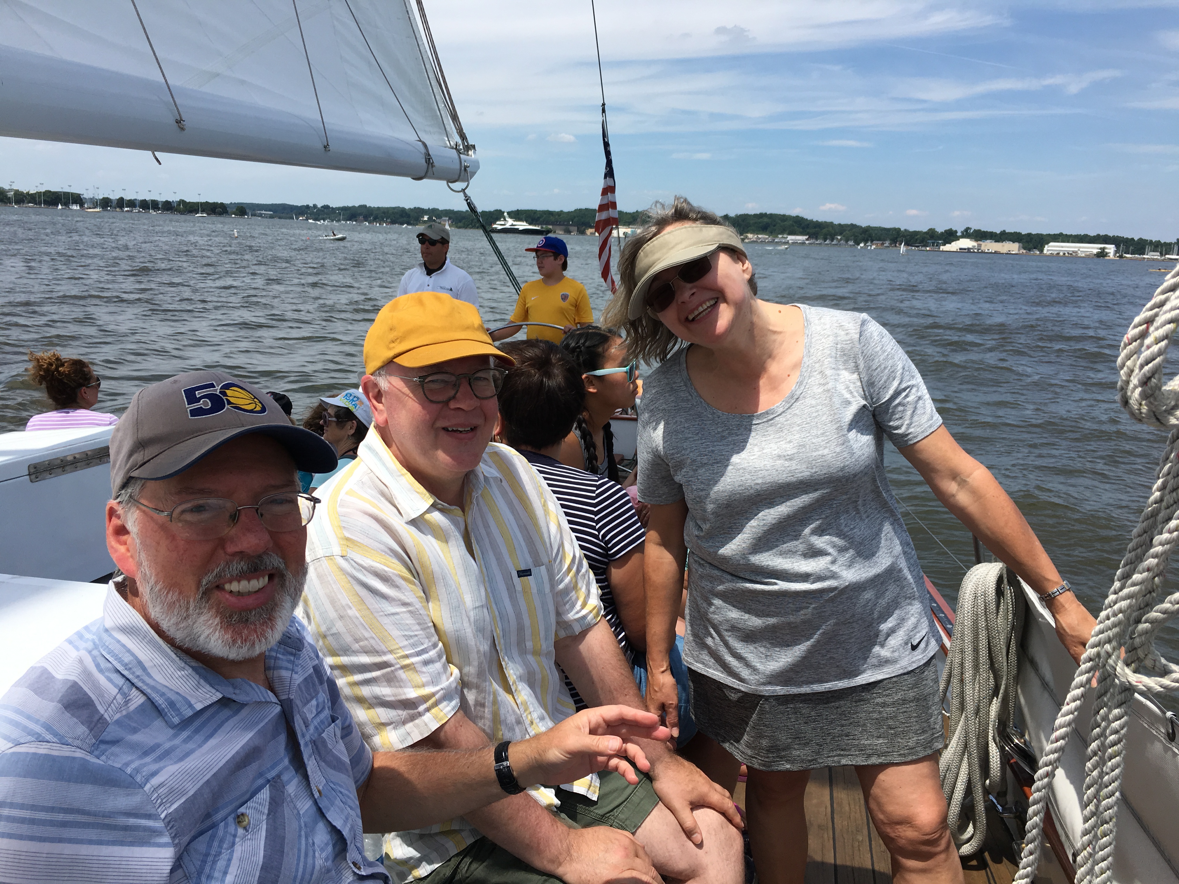 Enjoying sail with friends on the schooner