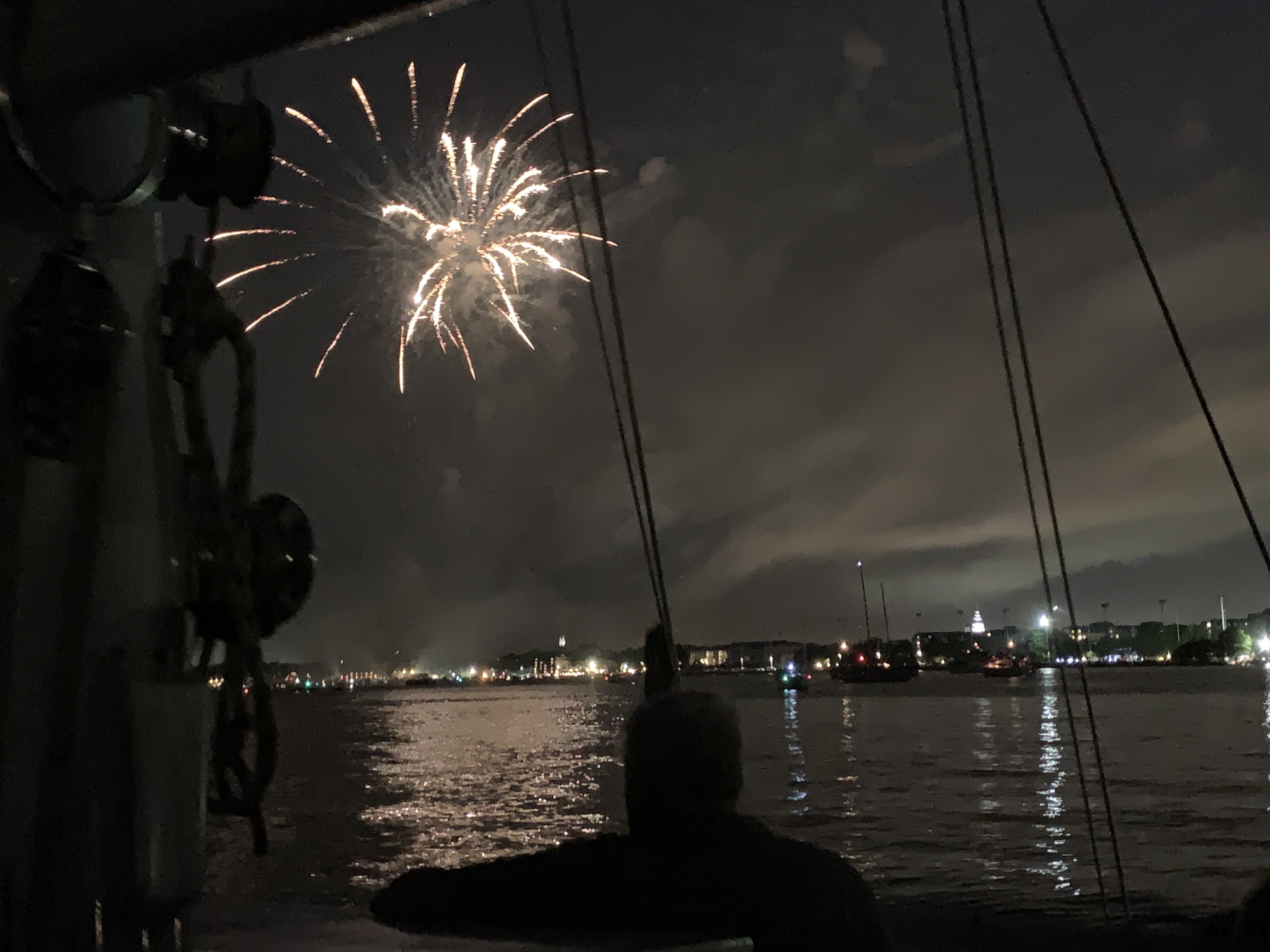 Watching Fireworks display over the bay from the schooner