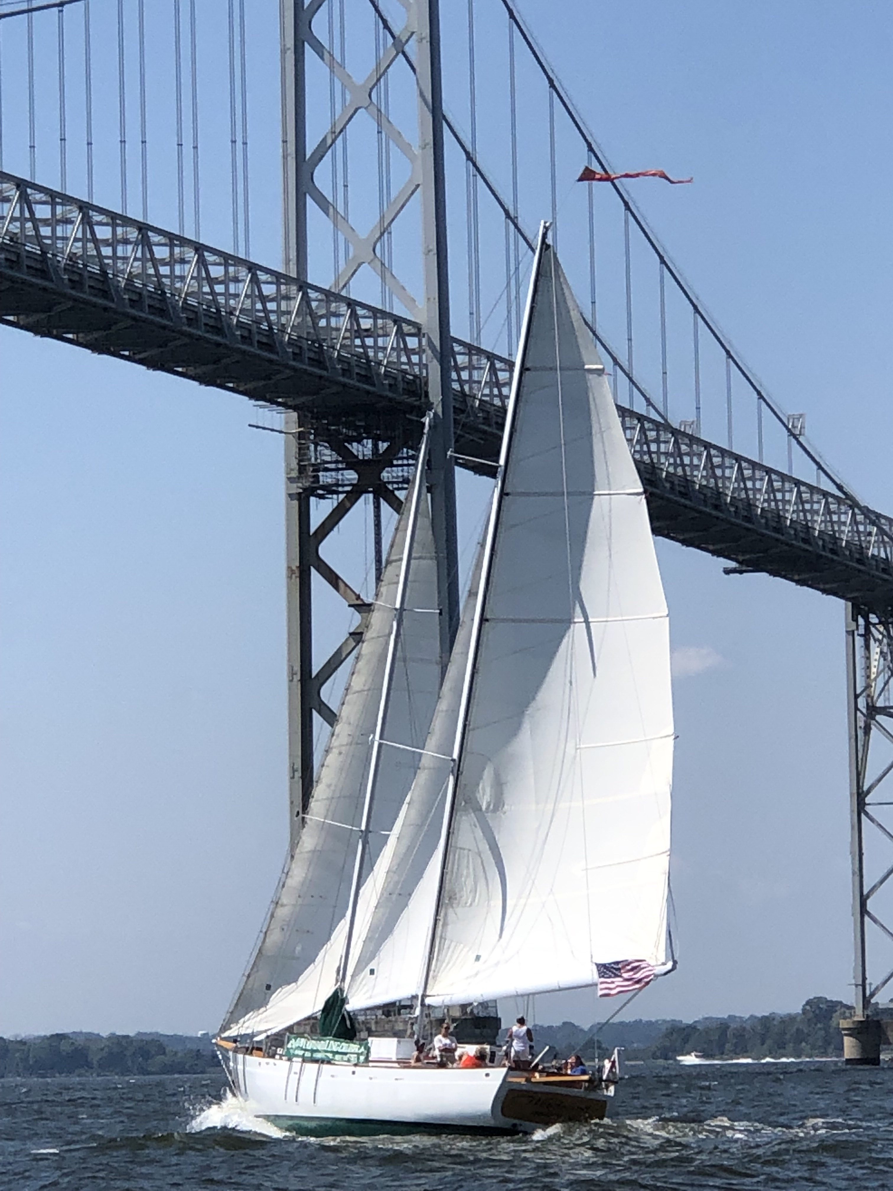 Sailing under the Chesapeake Bay Bridge