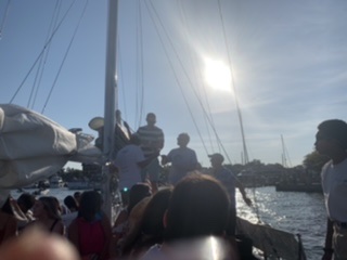 Raising the mainsail