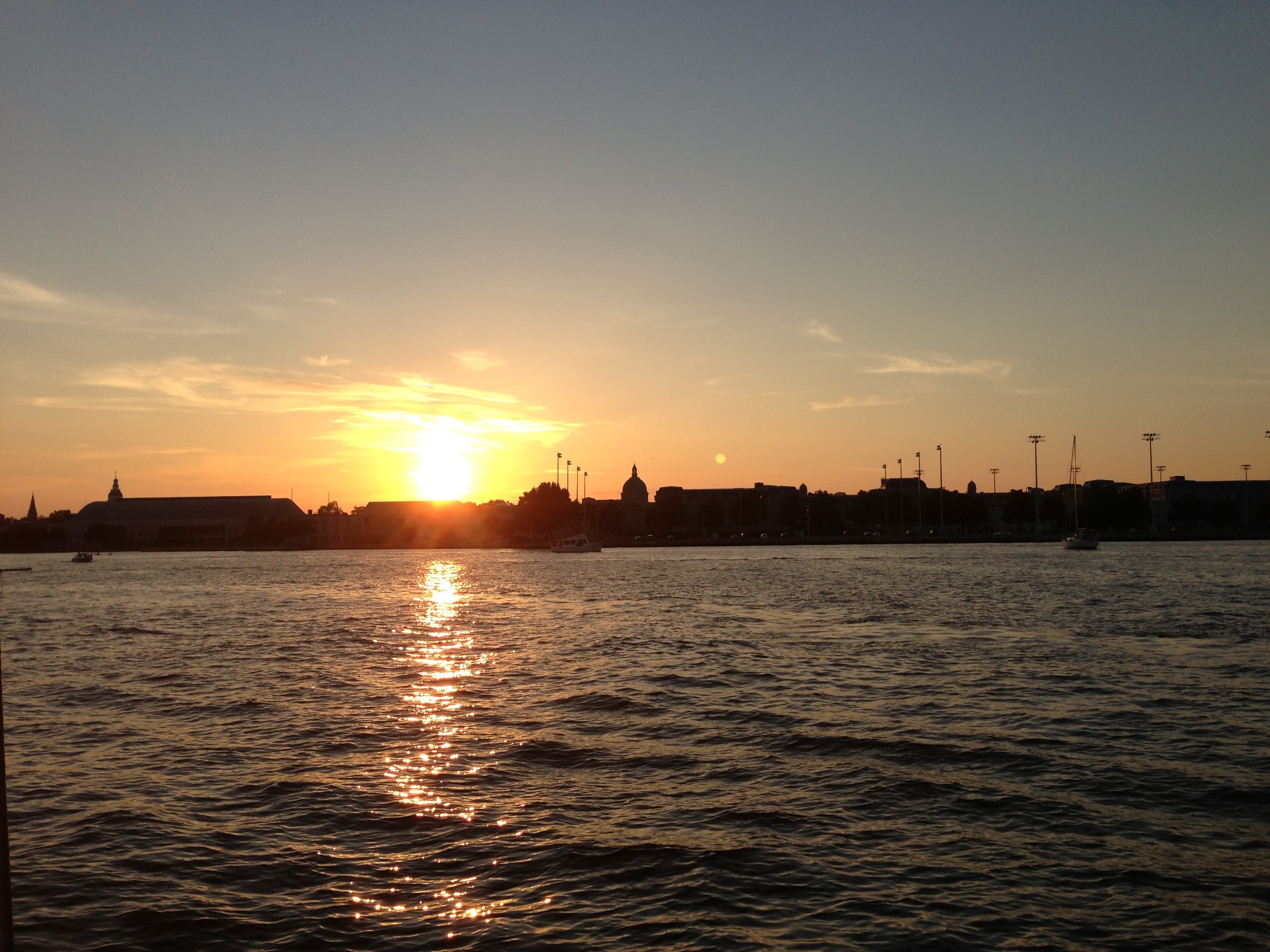 Sunset over the USNA Academy taken from the water